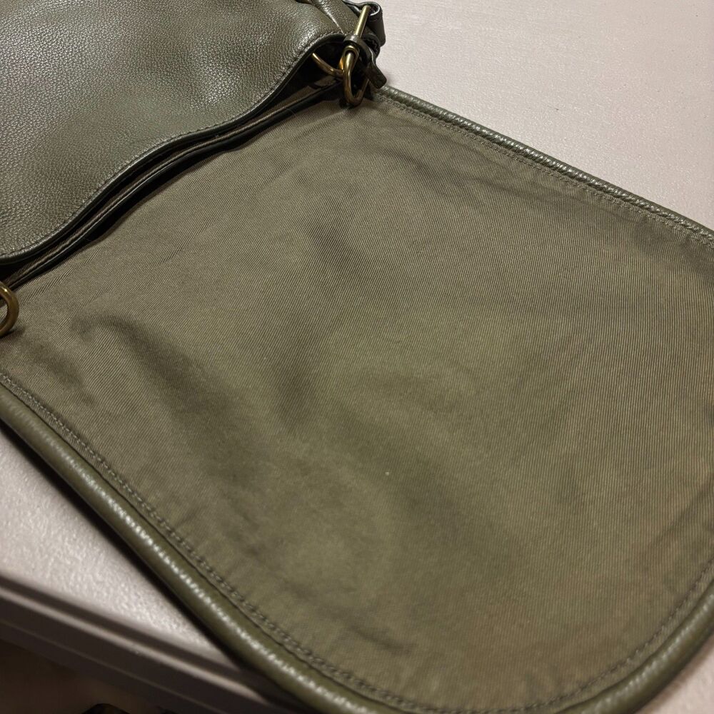 Fossil Olive Green Pebbled Leather & Suede Saddle Bag - Picture 16 of 16